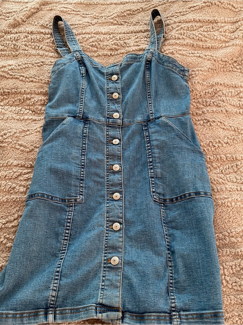 H&M Light Blue Denim Button-Front Dress size: M